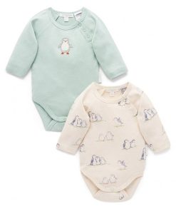 Purebaby | Longsleeve Penguin Bodysuit 2 Pack